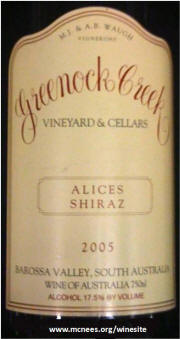 Greenock Creek Alice's Shiraz 2005