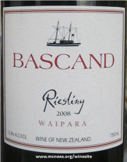 Bascand Waipara New Zealand Dry Riesling 2008