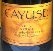 Cayuse En Chamberlin Vineyard Walla Walla Shiraz 2012