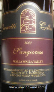 Leonetti Walla Walla Valley Sangiovese 2008